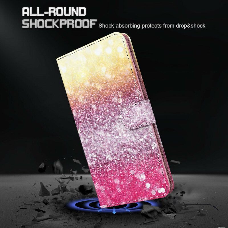 Flip Case voor Samsung Galaxy M12 / A12 Magenta Glitterverloop