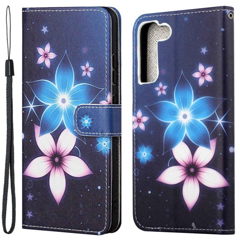 Flip Case voor Samsung Galaxy S23 5G Maan Bloemen