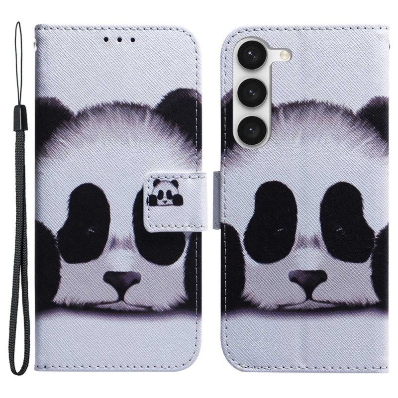 Flip Case voor Samsung Galaxy S23 5G Met Ketting Mijn Lanyard Panda