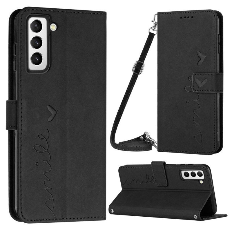 Flip Case voor Samsung Galaxy S23 Plus 5G Glimlach Met Schouderriem