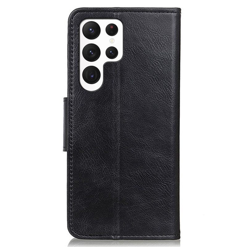 Flip Case voor Samsung Galaxy S23 Ultra 5G Stijl Lederen Gesp Omkeerbaar