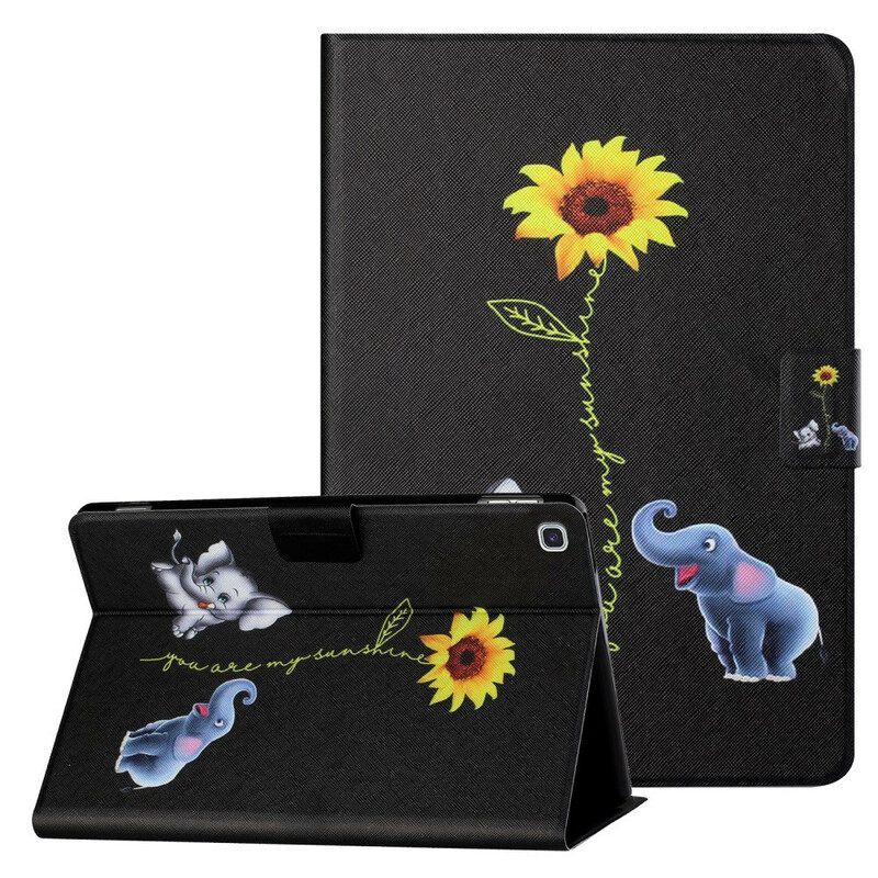 Flip Case voor Samsung Galaxy Tab A7 Lite Zonnebloem Olifanten