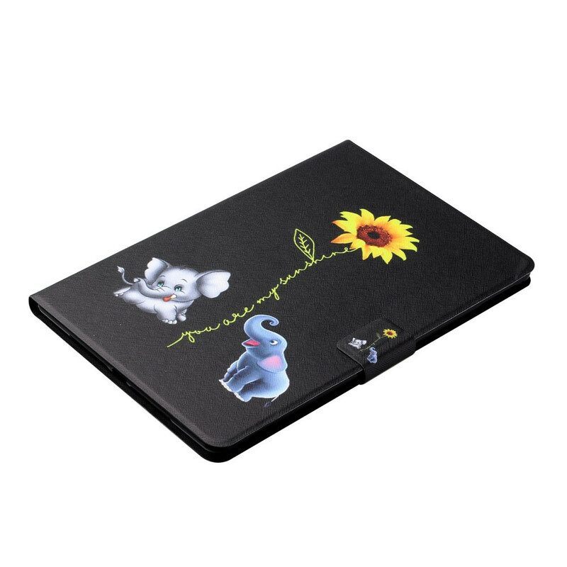 Flip Case voor Samsung Galaxy Tab A7 Lite Zonnebloem Olifanten