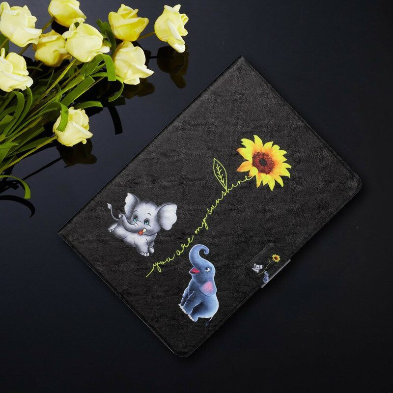 Flip Case voor Samsung Galaxy Tab A7 Lite Zonnebloem Olifanten