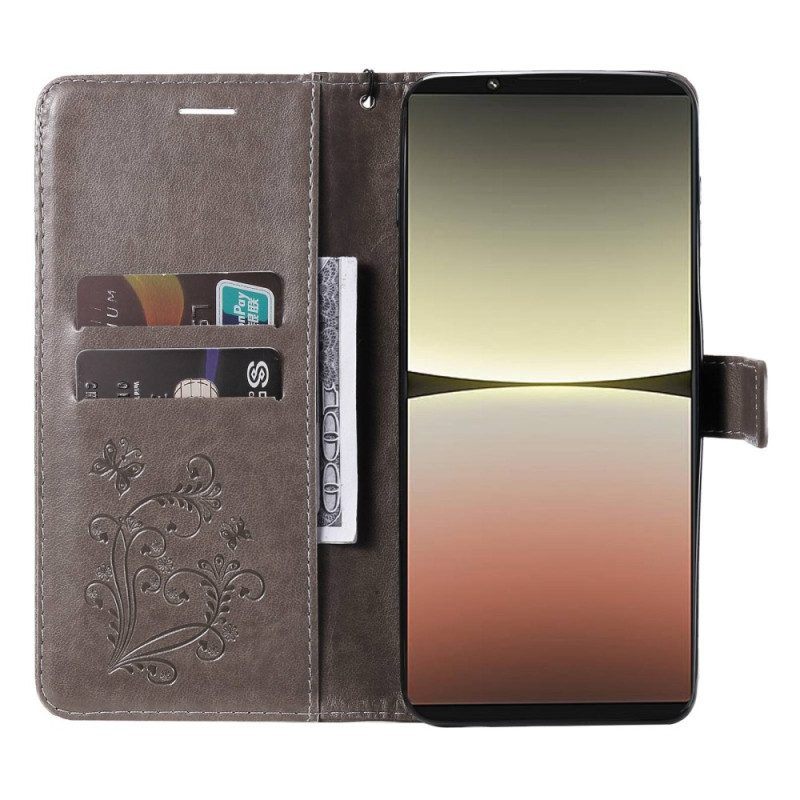 Flip Case voor Sony Xperia 5 IV Met Ketting Gigantische Riemvlinders