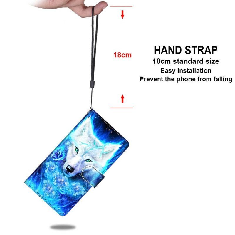 Flip Case voor Xiaomi 12 / 12X Met Ketting Lanyard Wolf