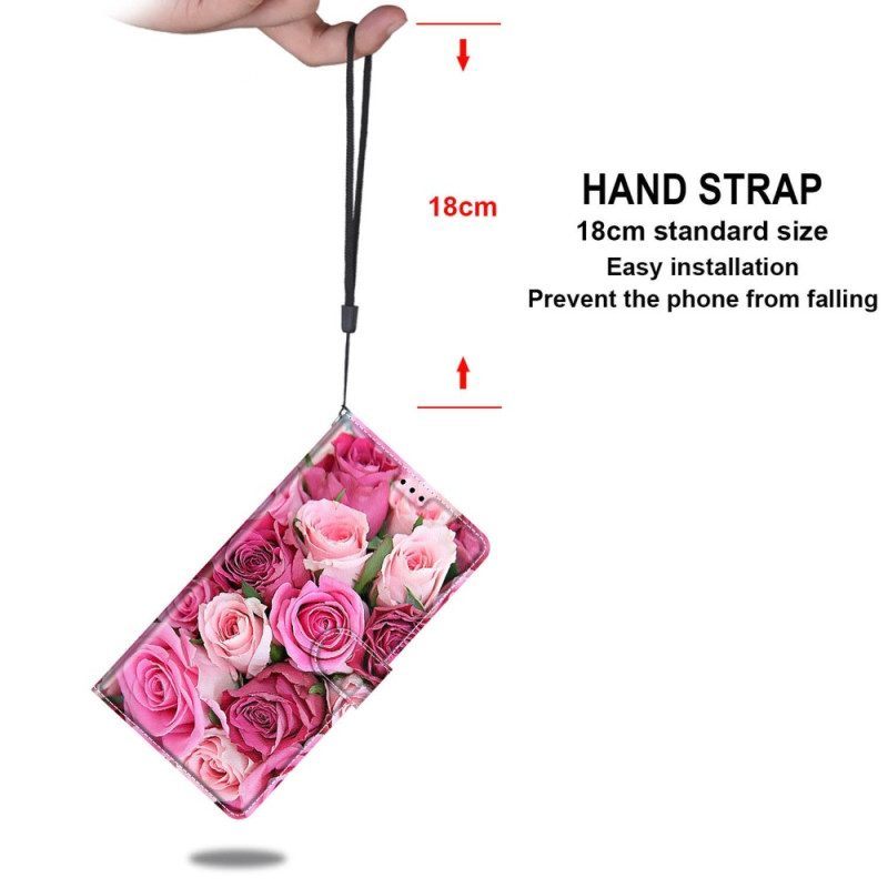 Flip Case voor Xiaomi 12 / 12X Met Ketting Strakke Bloemen