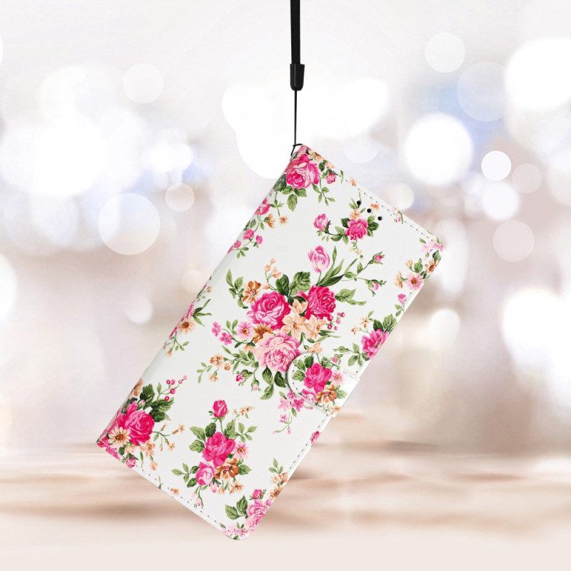 Flip Case voor Xiaomi 12 Lite Met Ketting Riem Liberty Bloemen