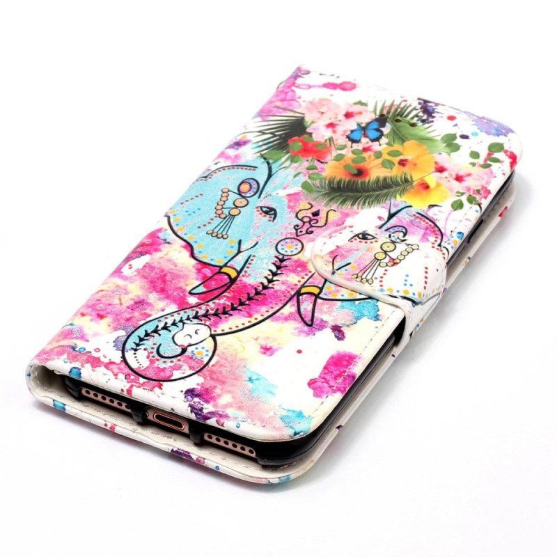 Flip Case voor Xiaomi 12 Lite Met Ketting Stammenolifant Met Riem