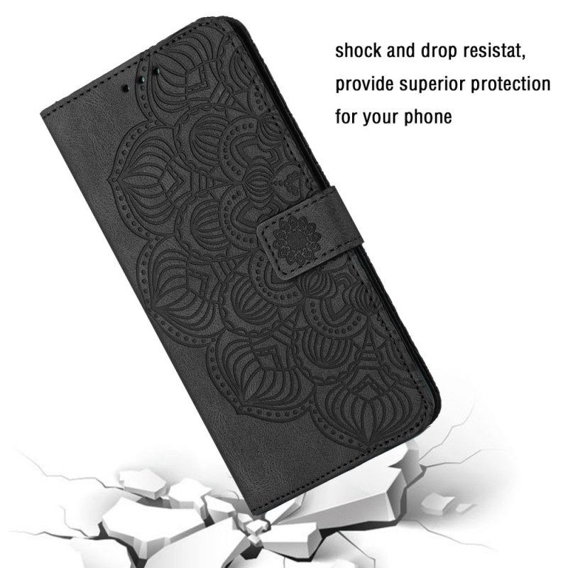 Flip Case voor Xiaomi 12T / 12T Pro Met Ketting Barokke Mandala Met Bandjes