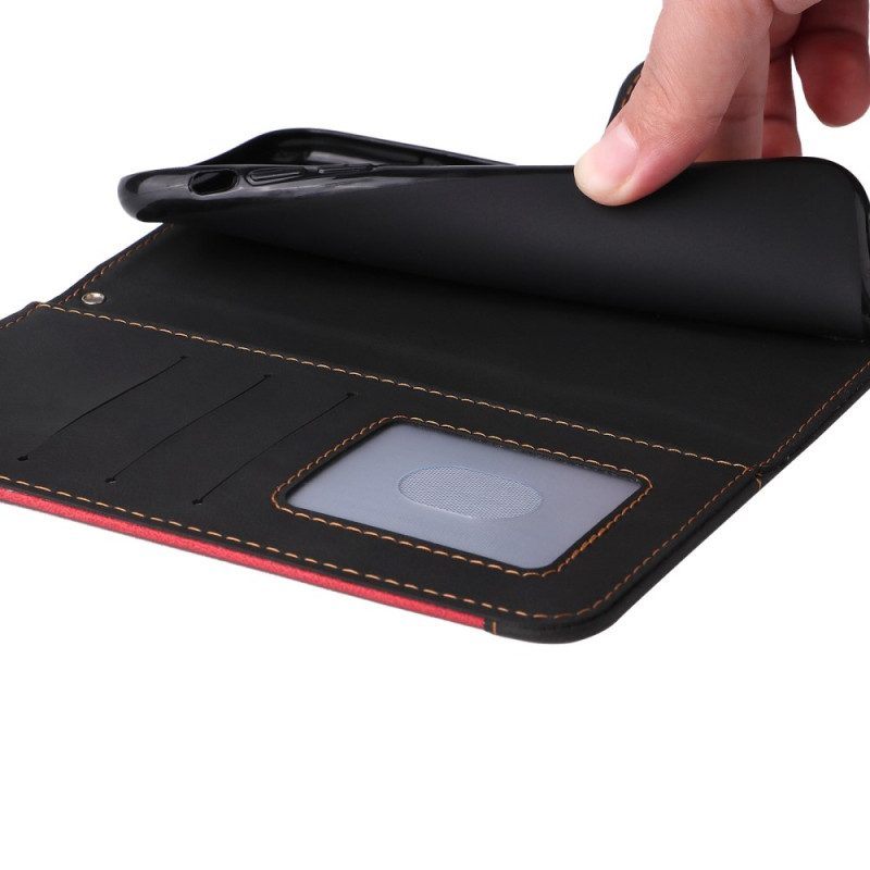 Flip Case voor Xiaomi 12T / 12T Pro Met Ketting Driekleurige Riem