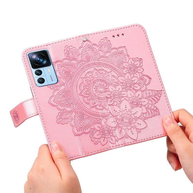 Flip Case voor Xiaomi 12T / 12T Pro Met Ketting Strakke Mandala