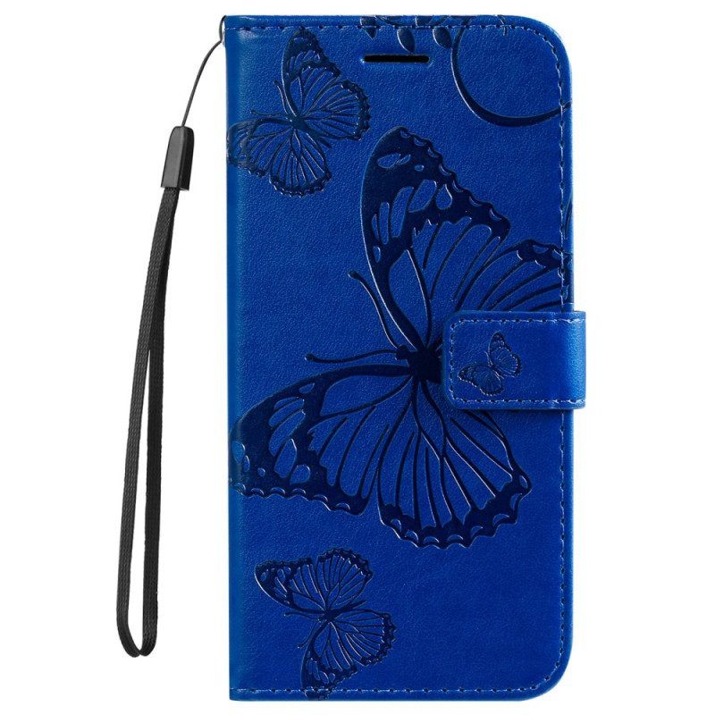 Flip Case voor Xiaomi Redmi A1 Met Ketting Gigantische Riemvlinders