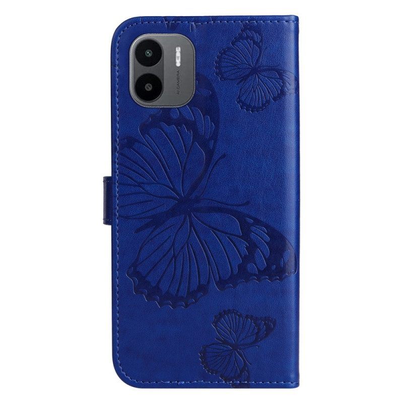 Flip Case voor Xiaomi Redmi A1 Met Ketting Gigantische Riemvlinders