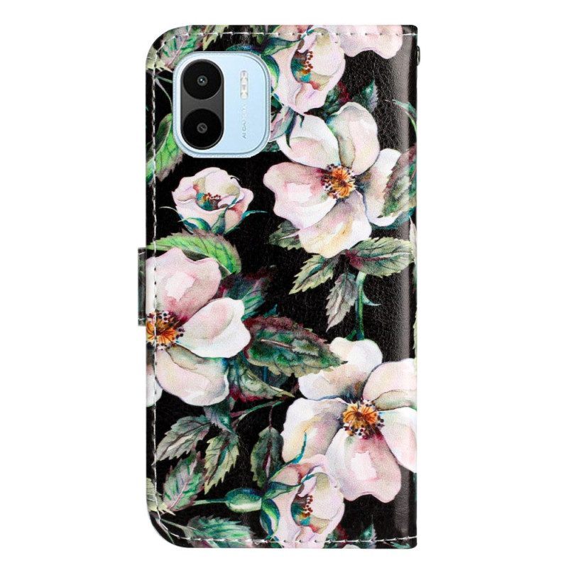 Flip Case voor Xiaomi Redmi A1 Met Ketting Riem Magnolia's