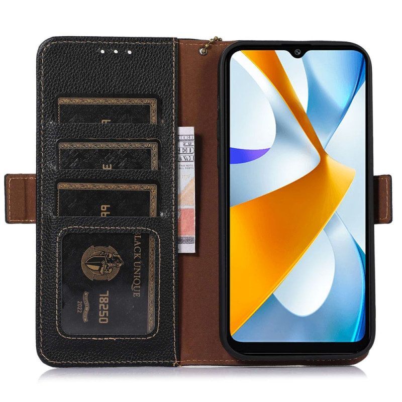 Flip Case voor Xiaomi Redmi Note 12 4G Echt Rfid-gestructureerd Leer