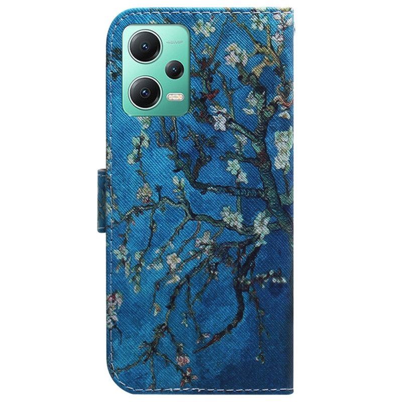 Flip Case voor Xiaomi Redmi Note 12 5G Met Ketting Band Tak Schilderen