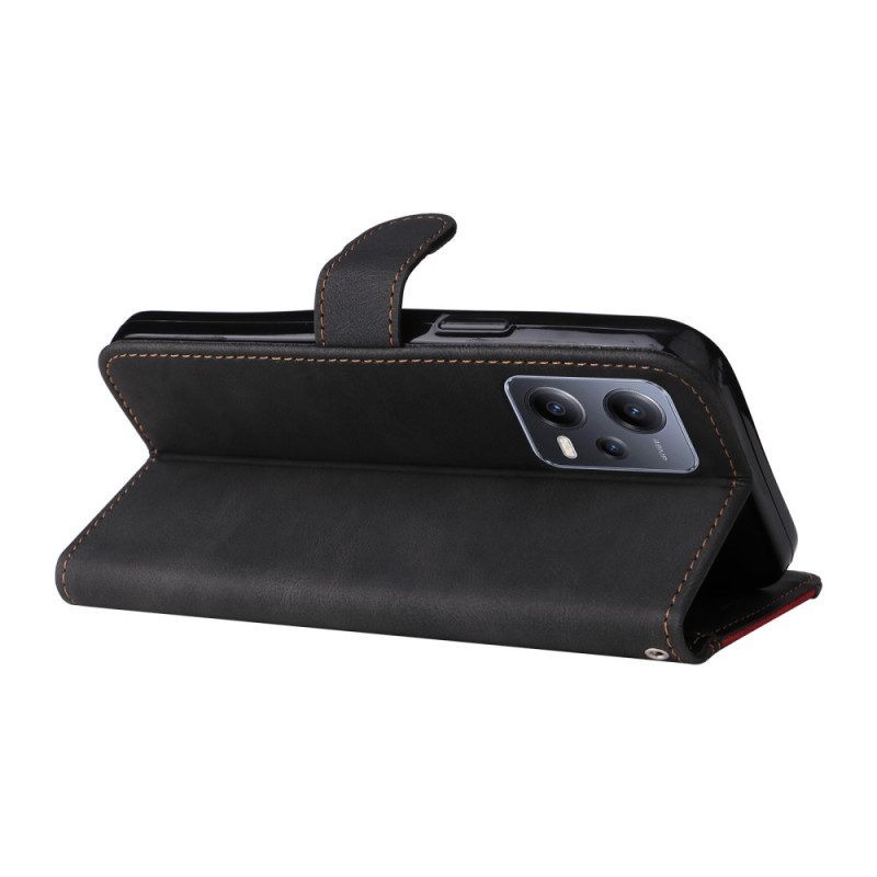 Flip Case voor Xiaomi Redmi Note 12 5G Met Ketting Driekleurige Riem