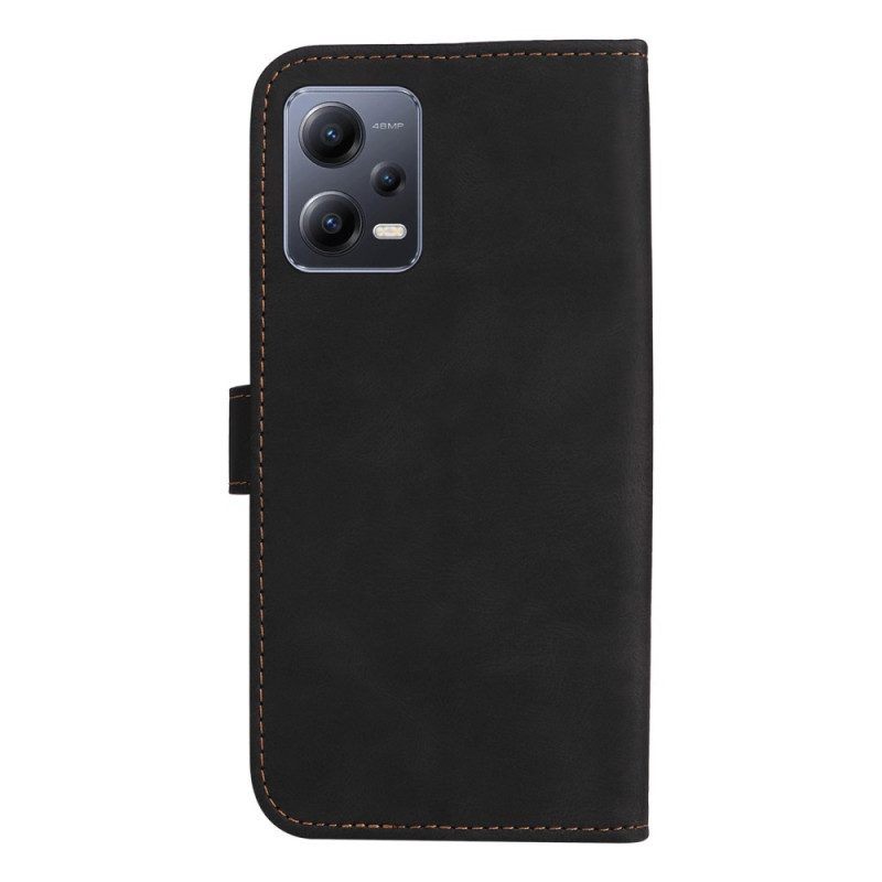 Flip Case voor Xiaomi Redmi Note 12 5G Met Ketting Driekleurige Riem