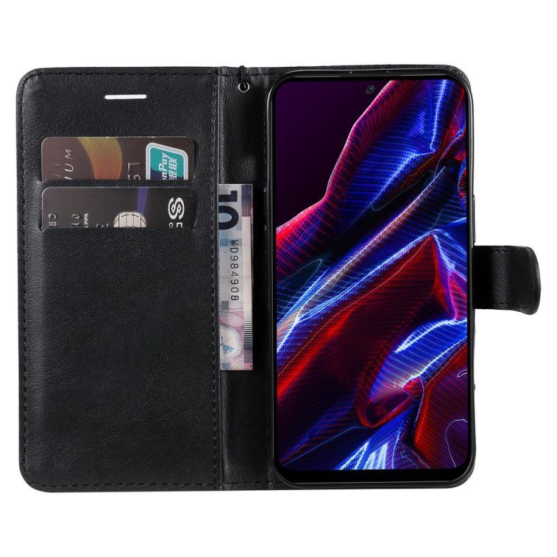 Flip Case voor Xiaomi Redmi Note 12 5G Met Ketting Effen Met Bandje