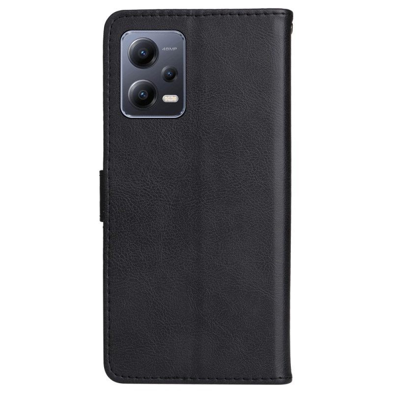 Flip Case voor Xiaomi Redmi Note 12 5G Met Ketting Effen Met Bandje