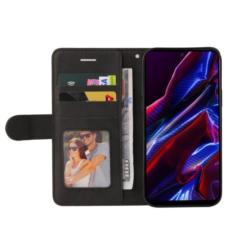 Flip Case voor Xiaomi Redmi Note 12 5G Met Ketting Tweekleurige Riem