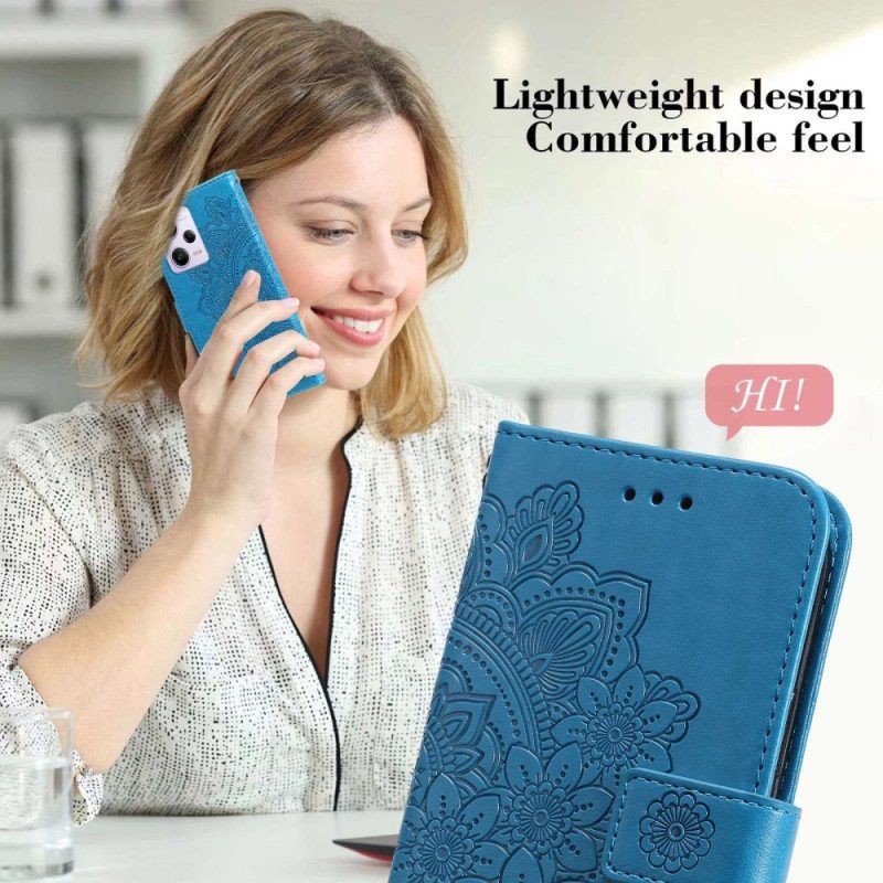 Flip Case voor Xiaomi Redmi Note 12 Pro Met Ketting Riem Bloem Mandala