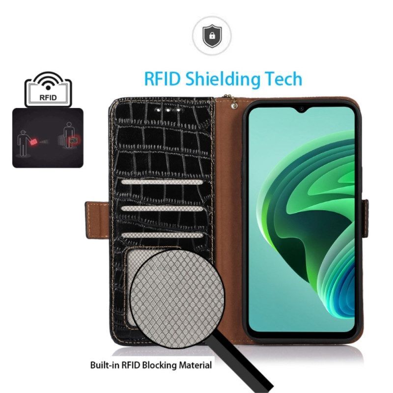 Flip Case voor Xiaomi Redmi Note 12 Pro Plus Rfid In Krokodilstijl