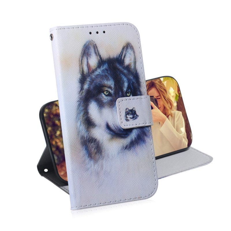 Folio-hoesje voor Google Pixel 7 Pro Aquarel Wolf