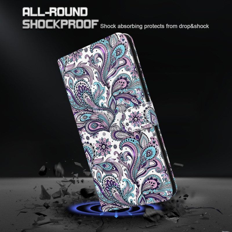 Folio-hoesje voor Google Pixel 7 Pro Met Ketting Paisley-patroon Met Bandjes