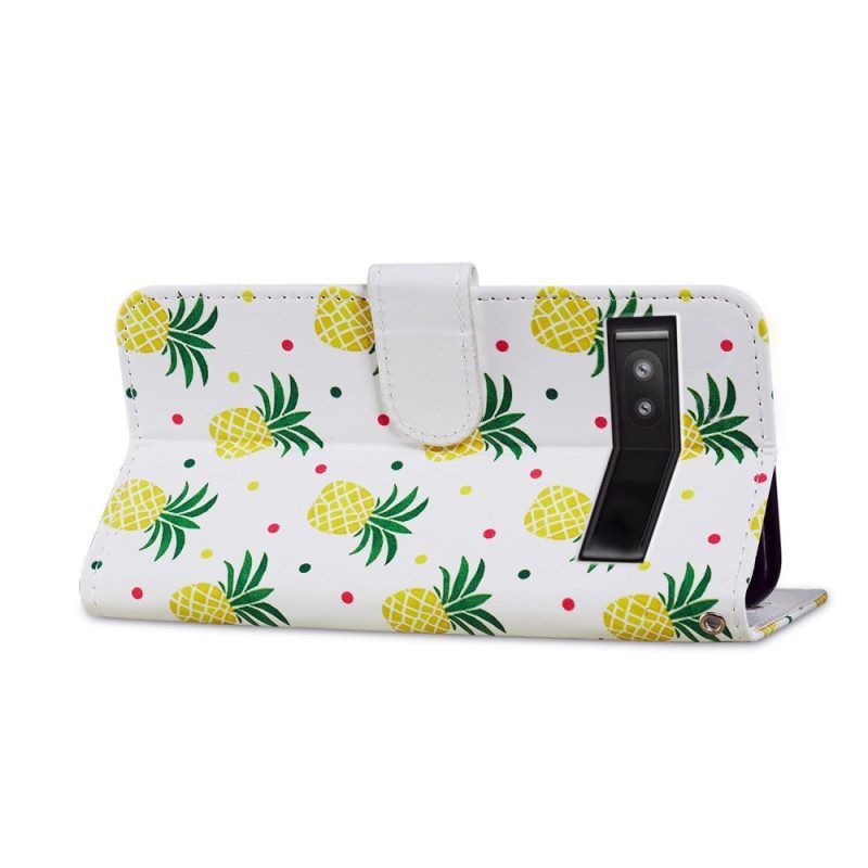 Folio-hoesje voor Google Pixel 7A Met Ketting Ananas Met Bandjes