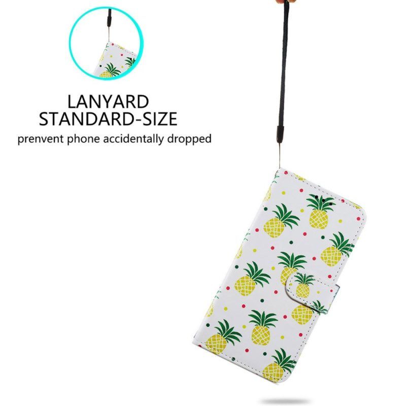 Folio-hoesje voor Google Pixel 7A Met Ketting Ananas Met Bandjes