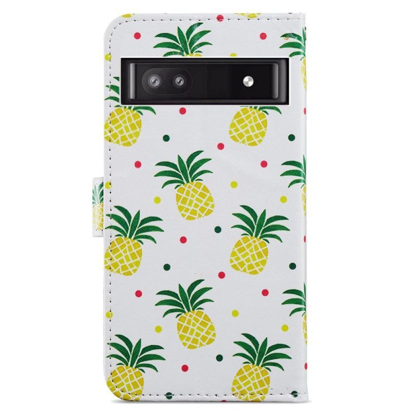 Folio-hoesje voor Google Pixel 7A Met Ketting Ananas Met Bandjes