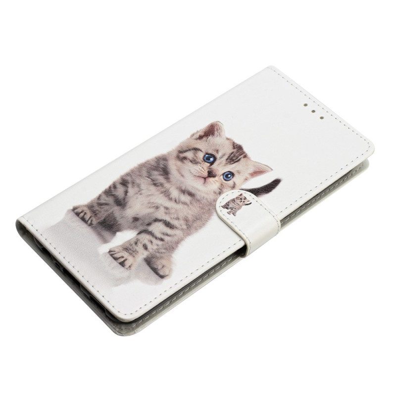 Folio-hoesje voor Google Pixel 7A Met Ketting Mooi Katje Met Riem