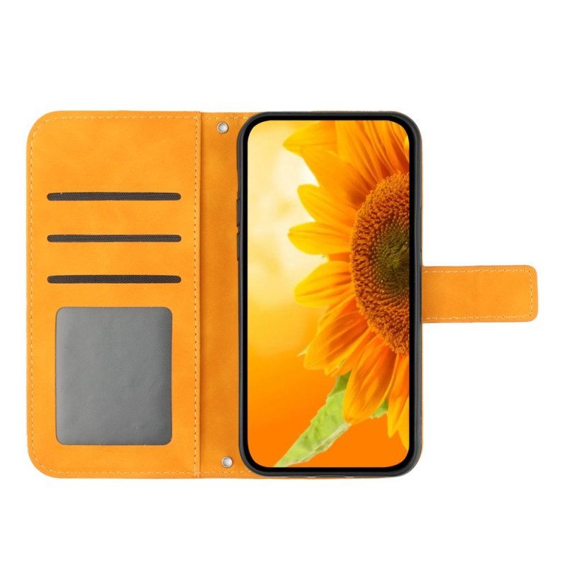 Folio-hoesje voor Honor 90 Lite Zonnebloem Met Draagkoord