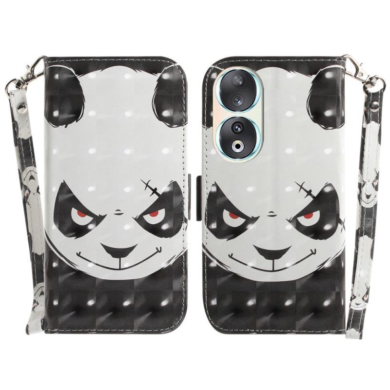 Folio-hoesje voor Honor 90 Met Ketting Boze Panda Met Riem