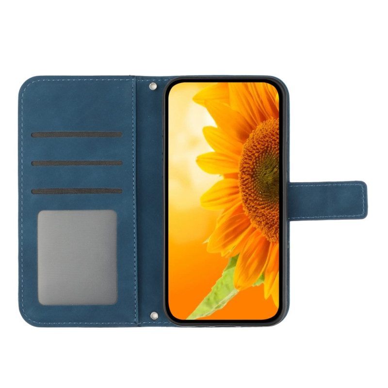 Folio-hoesje voor Honor 90 Met Ketting Zonnebloem Met Riempje