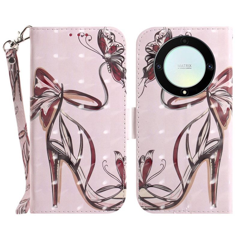 Folio-hoesje voor Honor Magic 5 Lite Met Ketting Pompoen Met Bandjes