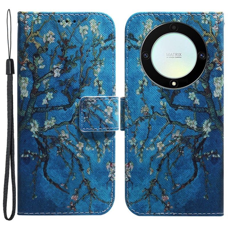 Folio-hoesje voor Honor Magic 5 Lite Met Ketting Riem Bloemtakken