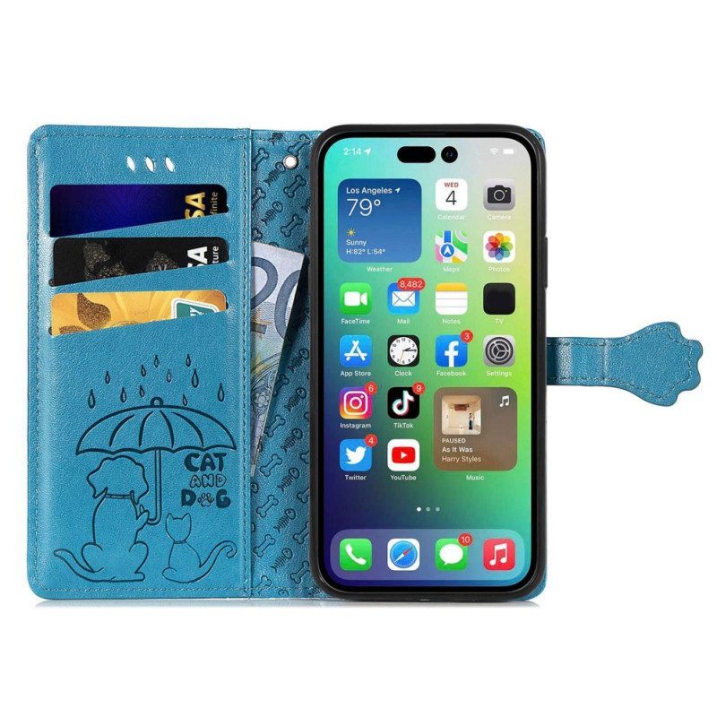 Folio-hoesje voor iPhone 14 Geanimeerde Dieren