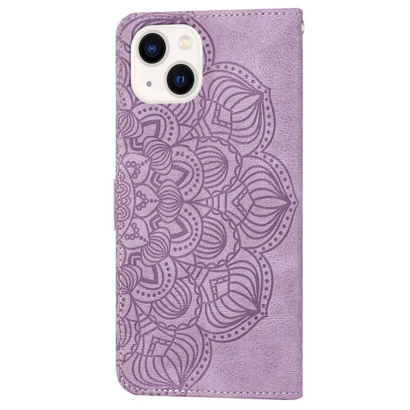 Folio-hoesje voor iPhone 14 Plus Mandala Met Koord