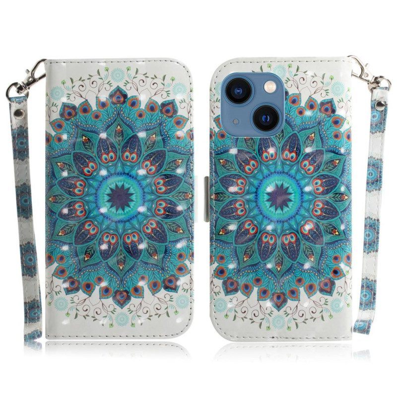 Folio-hoesje voor iPhone 14 Plus Met Ketting Strakke Mandala