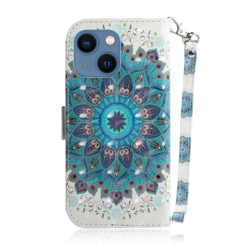 Folio-hoesje voor iPhone 14 Plus Met Ketting Strakke Mandala