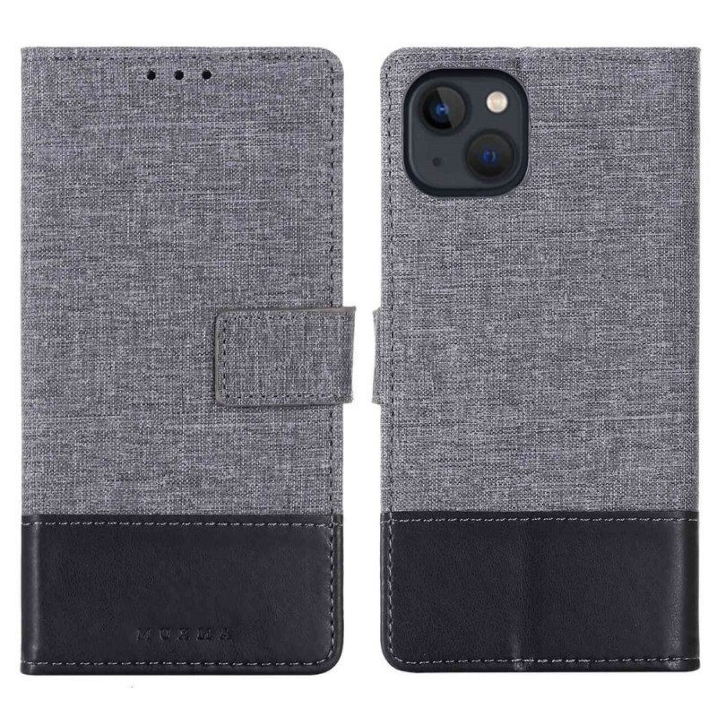 Folio-hoesje voor iPhone 14 Plus Muxma Stof En Leereffect