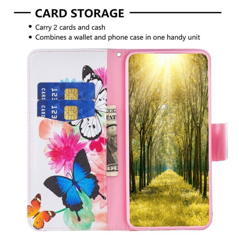 Folio-hoesje voor iPhone 14 Pro Aquarel Vlinders