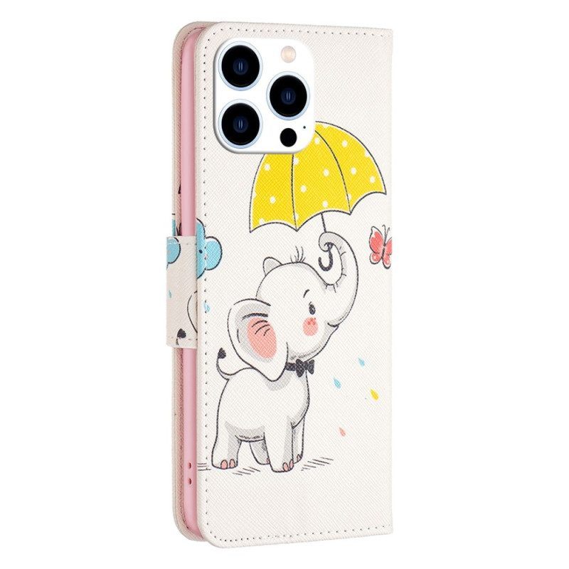 Folio-hoesje voor iPhone 14 Pro Baby Olifant