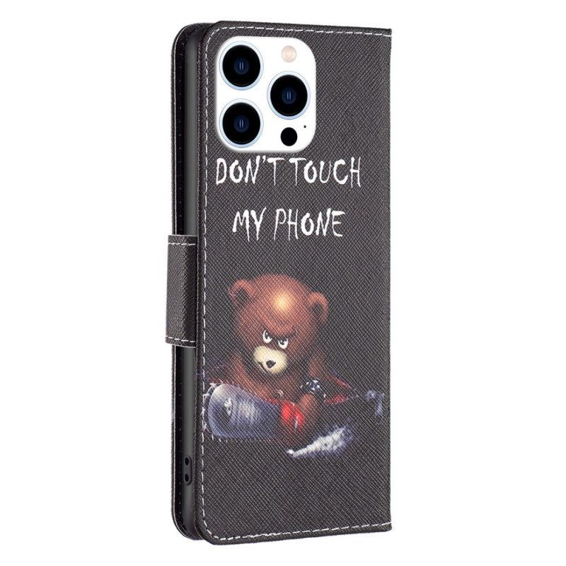 Folio-hoesje voor iPhone 14 Pro Gevaarlijke Beer