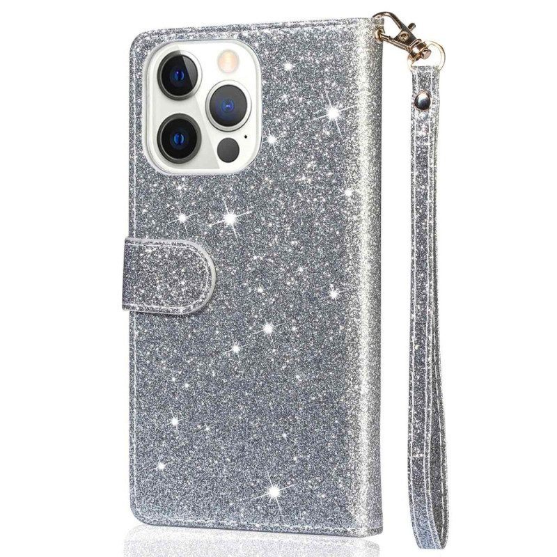 Folio-hoesje voor iPhone 14 Pro Max Portemonnee Leren Glitter Portemonnee