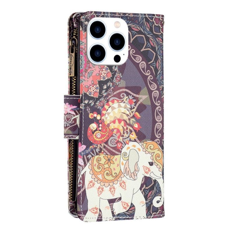 Folio-hoesje voor iPhone 14 Pro Portemonnee Olifant Portemonnee