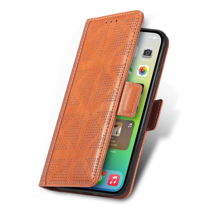 Folio-hoesje voor iPhone 14 Retro Lederen Stijl